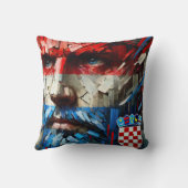 Face vibrant colors of the Croatian flag Kissen (Rückseite)
