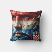 Face vibrant colors of the Croatian flag Kissen (Vorderseite)