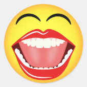 Face Yellow Laghon Emoticon Round Sticker (Vorderseite)