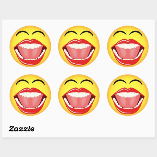 Face Yellow Laghon Emoticon Round Sticker (Blatt)