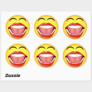Face Yellow Laghon Emoticon Round Sticker