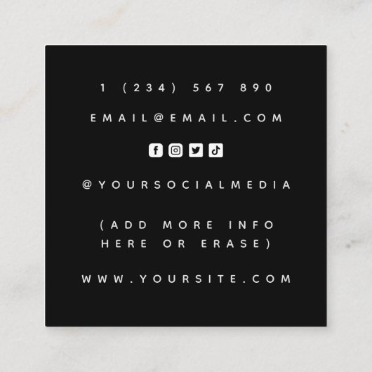 Face Yoga Instructor Floral Gezeichnet Boho Elegan Quadratische Visitenkarte (Rückseite)