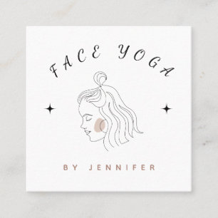 Face Yoga Instructor Hübsch Girl Line Silhouette Quadratische Visitenkarte