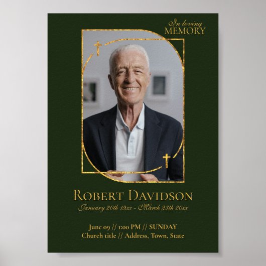 Facebook Beerdigung Ankündigung Post Deep Green Poster (Vorne)