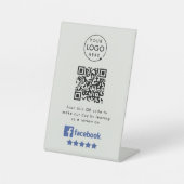 Facebook-Bewertungen | Business QR Code Grau Sockelschild (Vorderseite)