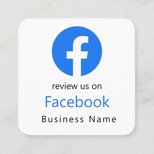 Facebook-Bewertungen | Business QR Code Minimal Wh Quadratische Visitenkarte (Vorderseite)
