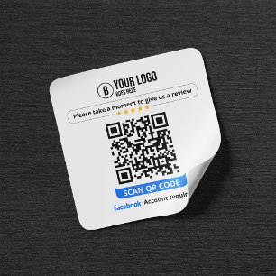 Facebook Bewertungen QR Code Bewerte Mein Unterneh Quadratischer Aufkleber