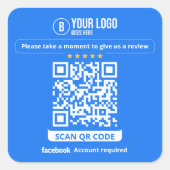 Facebook-Bewertungen QR-Code Bewertung meines Unte Quadratischer Aufkleber (Vorderseite)