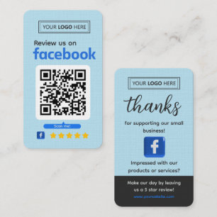 Facebook Bewertungsanfrage Baby Blue Geschäft Visitenkarte