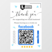 Facebook-Bewertungsanfrage mit Logo und QR-Code Fensteraufkleber (Blatt)