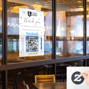 Facebook-Bewertungsanfrage mit Logo und QR-Code Fensteraufkleber