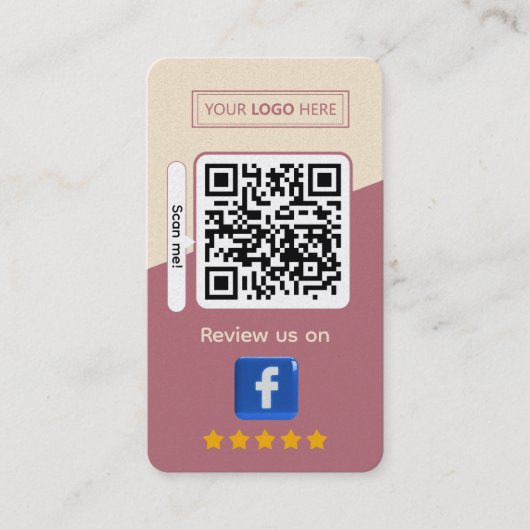 Facebook Business Bewertung mit QR-Code Visitenkarte (Vorderseite)