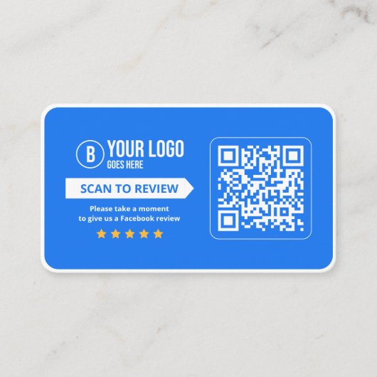 Facebook Business Review 5 Star Scannable QR Code Visitenkarte (Vorderseite)