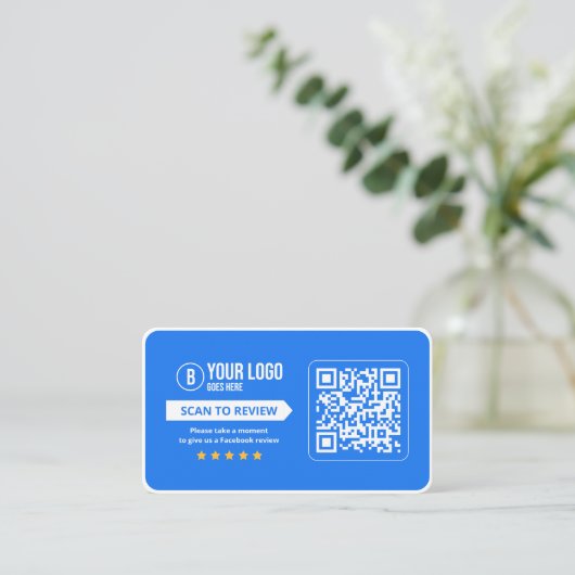 Facebook Business Review 5 Star Scannable QR Code Visitenkarte (Stehend Vorderseite)