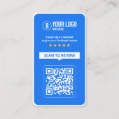 Facebook Business Review 5 Star Scannable QR Code Visitenkarte (Vorderseite)