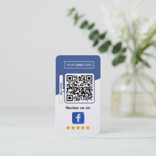 Facebook Business Review mit QR-Code Visitenkarte (Stehend Vorderseite)