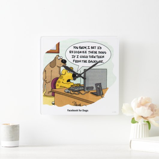 Facebook for Dogs Quadratische Wanduhr (Zuhause)