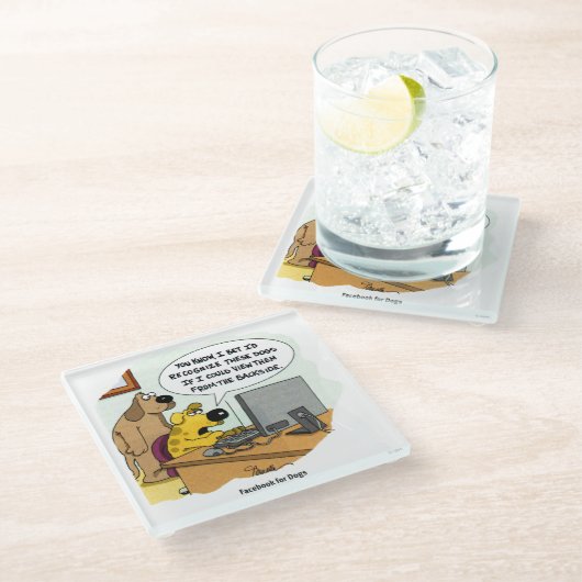 Facebook für Hunde Glasuntersetzer (Schrägansicht)