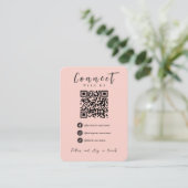 Facebook Instagram Tiktok Blush Pink QR Code Begleitkarte (Stehend Vorderseite)