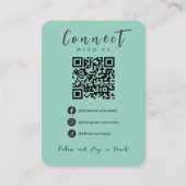 Facebook Instagram Tiktok Modern Seafoam QR Code Visitenkarte (Vorderseite)