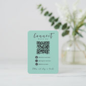 Facebook Instagram Tiktok Modern Seafoam QR Code Visitenkarte (Stehend Vorderseite)