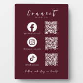 Facebook Instagram Tiktok QR Code Burgundy Fotoplatte (Vorderseite)