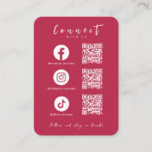 Facebook Instagram Tiktok QR Code Hot Pink Begleitkarte (Vorderseite)