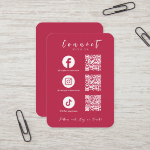 Facebook Instagram Tiktok QR Code Hot Pink Visitenkarte