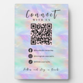 Facebook Instagram Tiktok QR Code Iridescent Opal Fotoplatte (Vorderseite)
