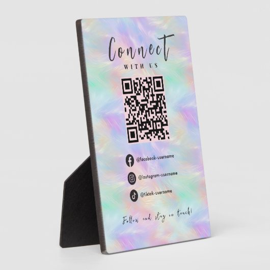 Facebook Instagram Tiktok QR Code Iridescent Opal Fotoplatte (Seite)