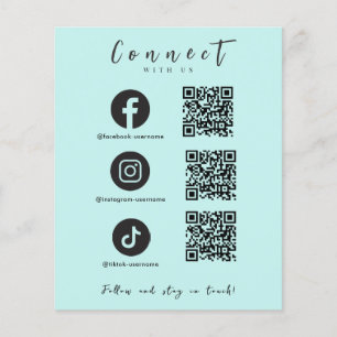 Facebook Instagram Tiktok QR Code Light Blue Flyer