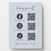 Facebook Instagram Tiktok QR Code Light Navy Fotoplatte (Vorderseite)