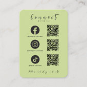 Facebook Instagram Tiktok QR Code Lime Green Visitenkarte (Vorderseite)