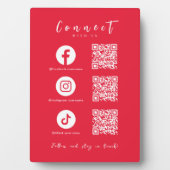 Facebook Instagram Tiktok QR Code Modern Red Fotoplatte (Vorderseite)