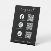 Facebook Instagram Tiktok QR Code Moderner schwarz Sockelschild (Vorderseite)