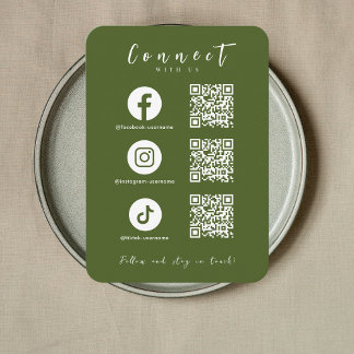Facebook Instagram Tiktok QR Code Moss Green Visitenkarte