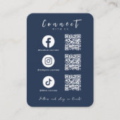 Facebook Instagram Tiktok QR Code Navy Blue Visitenkarte (Vorderseite)