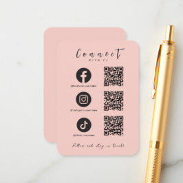Facebook Instagram Tiktok QR Code Rosa Begleitkarte