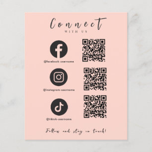 Facebook Instagram Tiktok QR Code Rosa Flyer