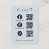 Facebook Instagram Tiktok QR Code Soft Navy Visitenkarte (Vorderseite)