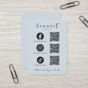 Facebook Instagram Tiktok QR Code Soft Navy Visitenkarte