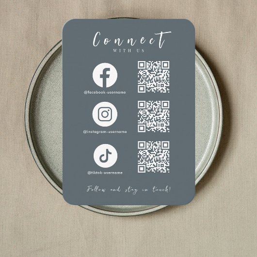 Facebook Instagram Tiktok QR Code Stilvolle Marine Visitenkarte
