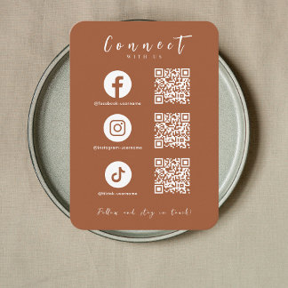 Facebook Instagram Tiktok QR Code Terracotta Visitenkarte