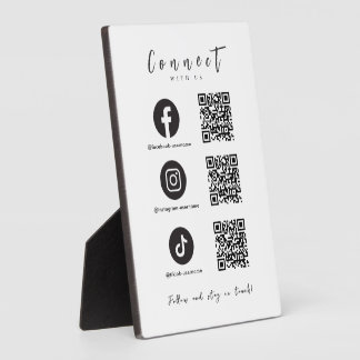 Facebook Instagram Tiktok QR Code Trendweiß Fotoplatte