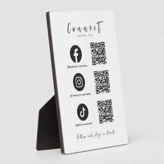 Facebook Instagram Tiktok QR Code Trendweiß Fotoplatte (Seite)