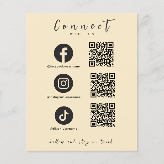 Facebook Instagram Tiktok QR Code Trendy Groovy Flyer (Vorne)