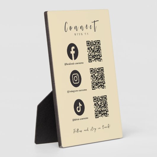 Facebook Instagram Tiktok QR Code Trendy Groovy Fotoplatte (Seite)