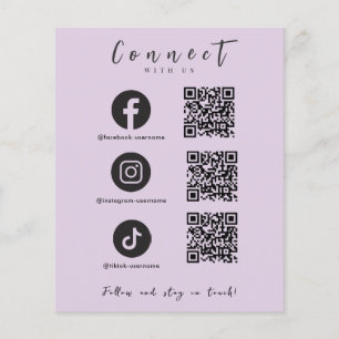 Facebook Instagram Tiktok QR Code Trendy Lila Flyer
