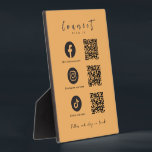 Facebook Instagram Tiktok QR Code Trendy Orange Fotoplatte<br><div class="desc">Facebook Instagram Tiktok,  QR-Code,  trendy Orange Verbindung mit unseren sozialen Medien</div>