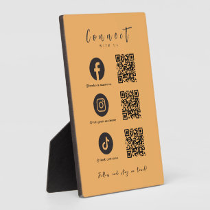 Facebook Instagram Tiktok QR Code Trendy Orange Fotoplatte